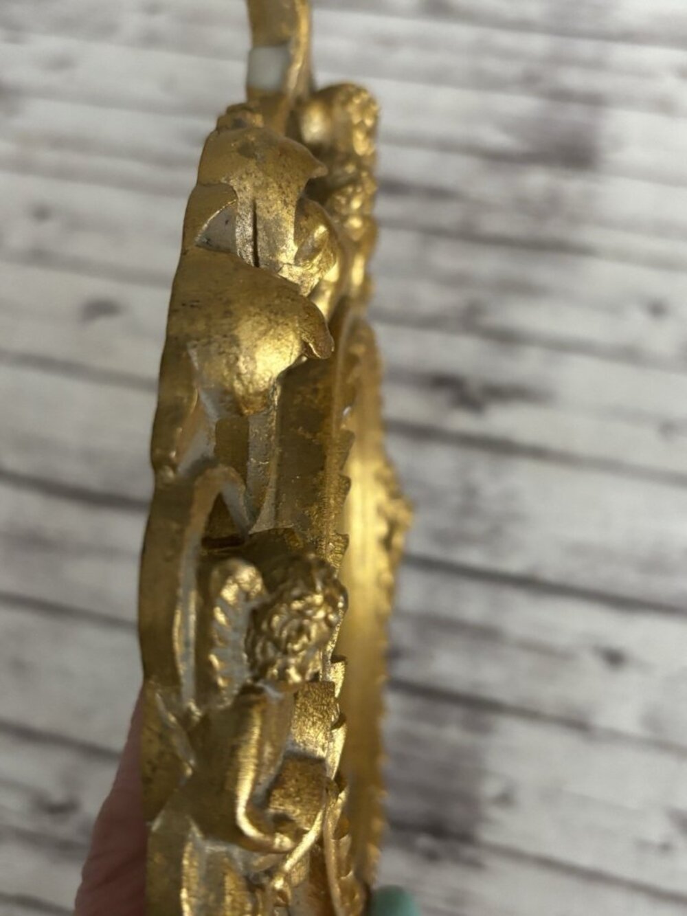 Vintage Ornate Gilt Wood Desk Frame With Cherubs And Florals Stand MCM - Picture 4 of 10